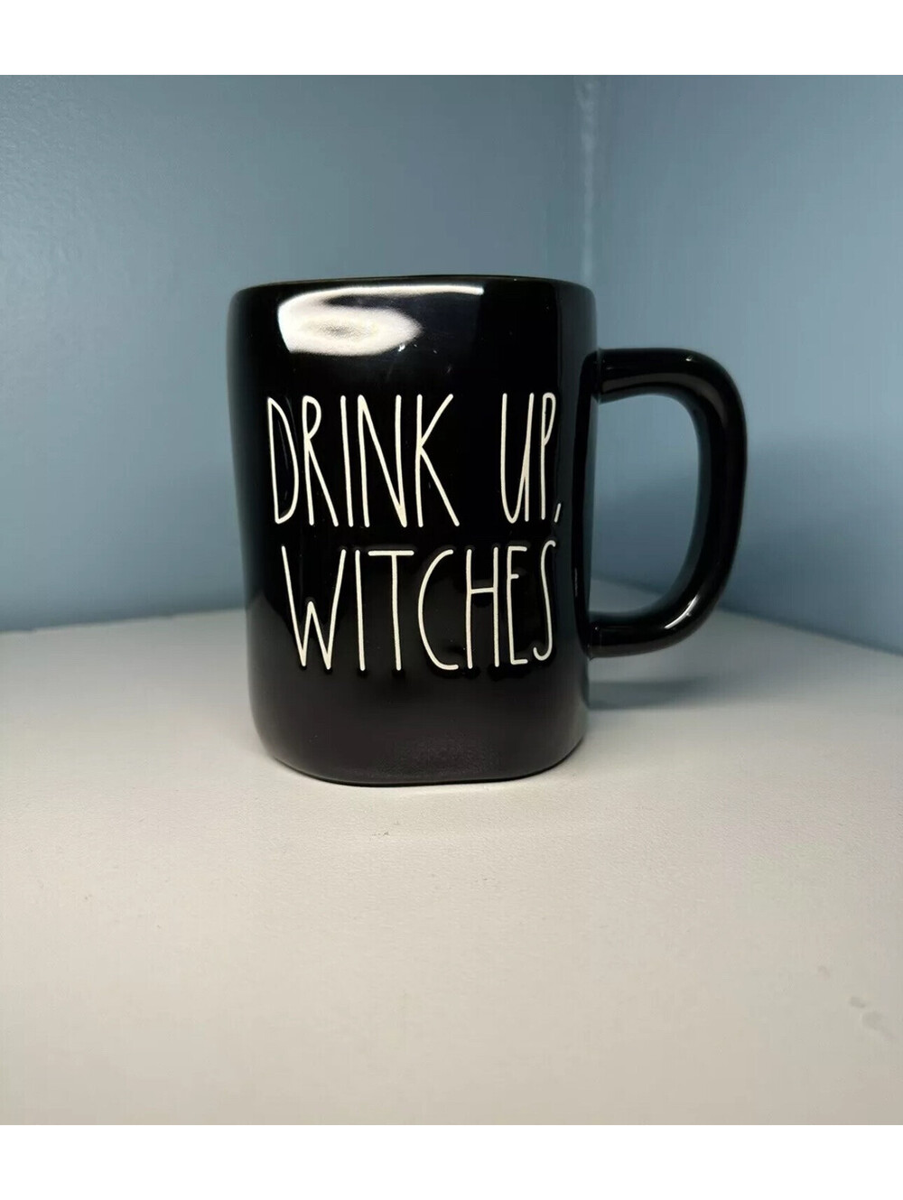 Rae Dunn Drink Up Witches Tea Mug Cup BLACK Ceramic 16 oz